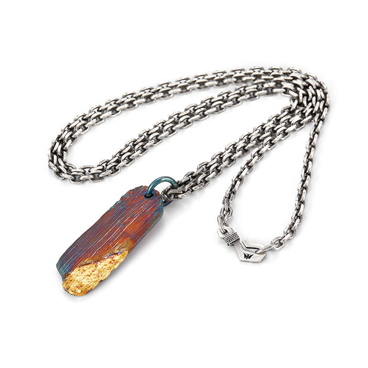 WorldNorse Halskette aus 999er Sterlinggold mit irisierendem, strukturiertem Stabmuster und Strasssteinen - image 3