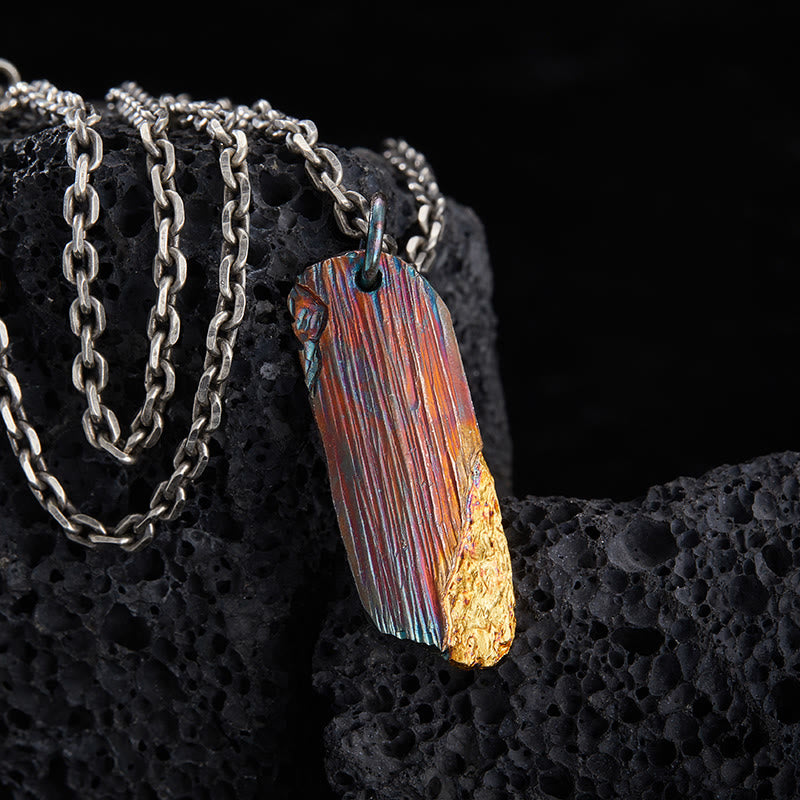 WorldNorse Halskette aus 999er Sterlinggold mit irisierendem, strukturiertem Stabmuster und Strasssteinen - Mit Kette - image 0