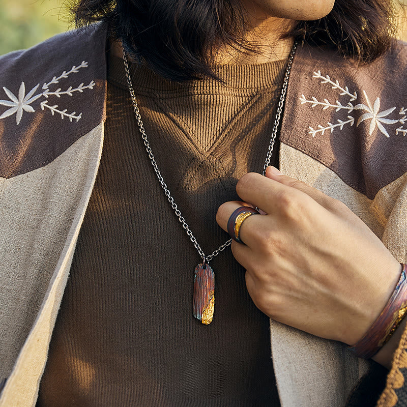 WorldNorse Halskette aus 999er Sterlinggold mit irisierendem, strukturiertem Stabmuster und Strasssteinen - image 5