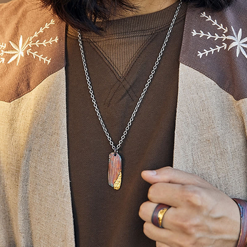 WorldNorse Handgefertigtes Halskette aus 999er Gold mit irisierendem, strukturiertem Stabmuster und Strasssteinen - image 5