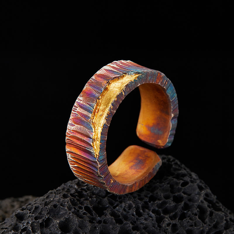 WorldNorse Handgefertigtes 999 Silber Irisierender Strukturierter Gehämmerter Ring - Innenumfang 65-67,5 cm - NEIN DANKE - image 0