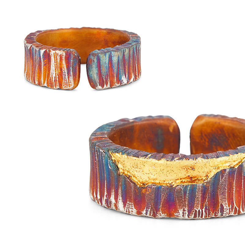 WorldNorse Handgefertigtes 999 Silber Irisierender Strukturierter Gehämmerter Ring - image 5