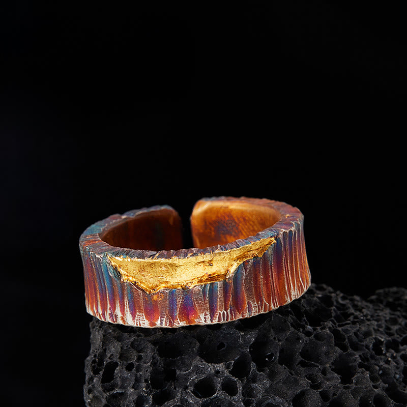 WorldNorse Handgefertigtes 999 Silber Irisierender Strukturierter Gehämmerter Ring - image 2