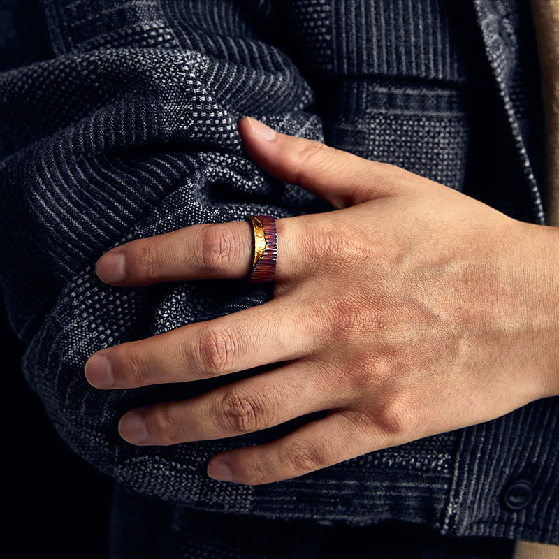 WorldNorse Handgefertigtes 999 Silber Irisierender Strukturierter Gehämmerter Ring - image 1
