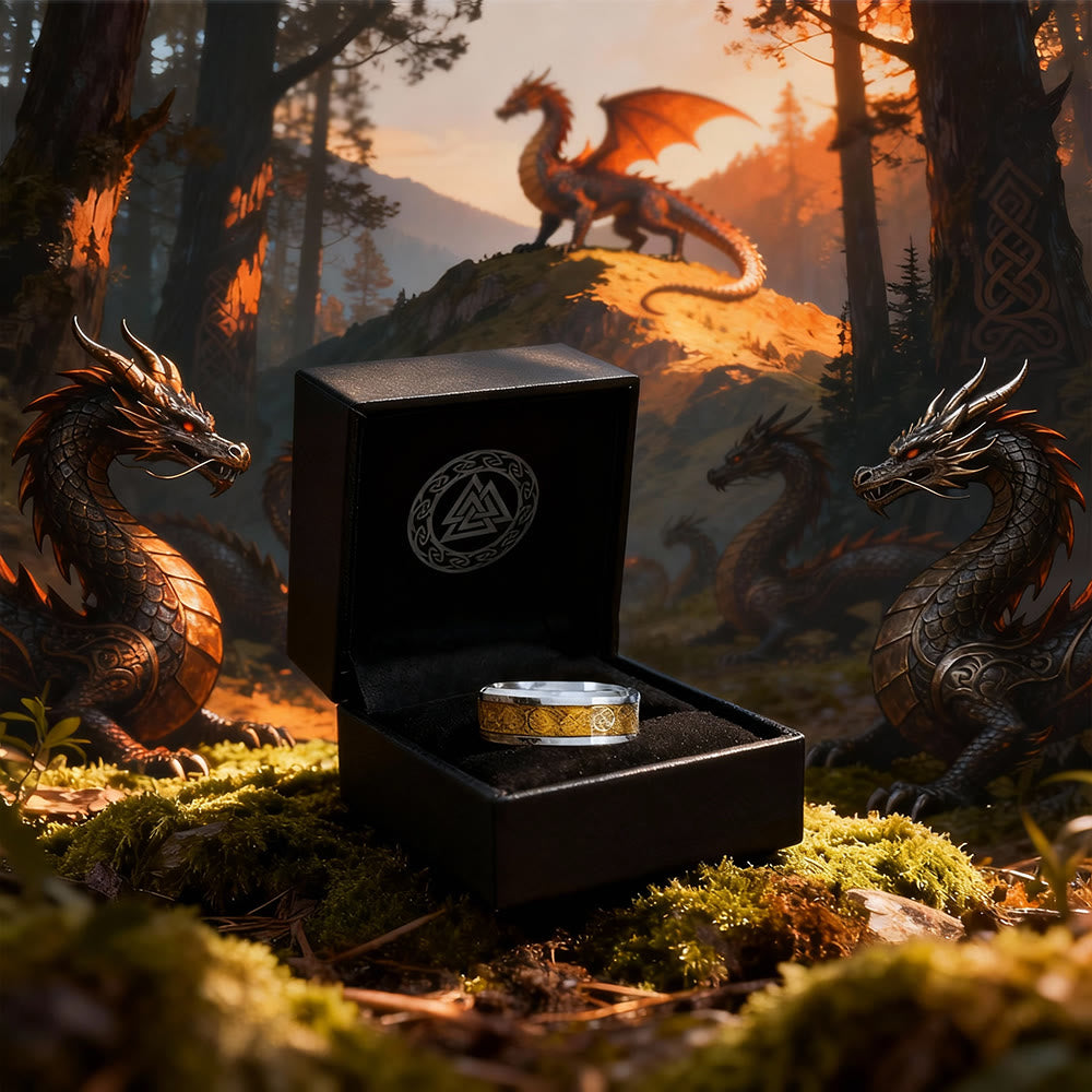 WorldNorse Keltischer Ring aus Wolframcarbid mit Drachenmotiv - image 4