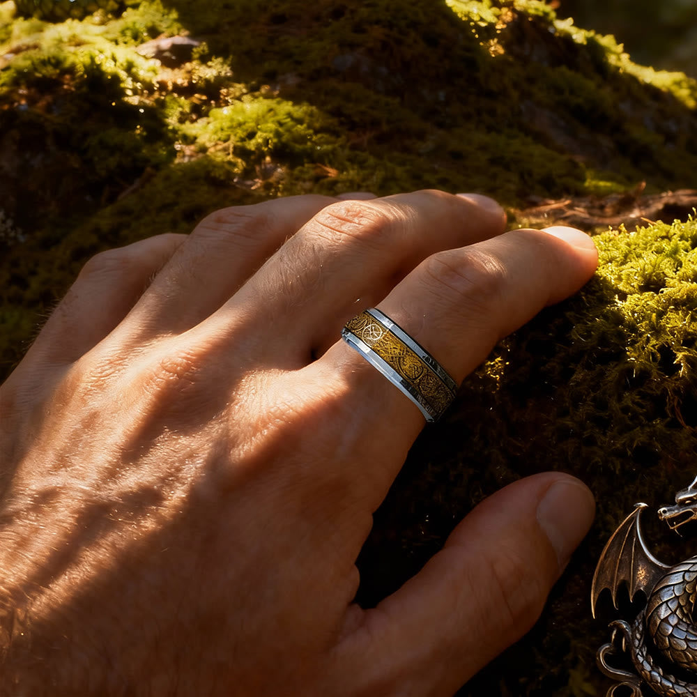 WorldNorse Keltischer Ring aus Wolframcarbid mit Drachenmotiv - image 1