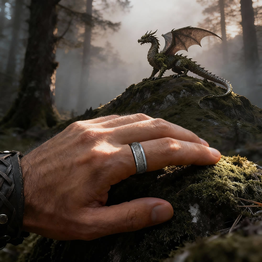 WorldNorse Keltischer Ring aus Wolframcarbid mit Drachenmotiv - image 6
