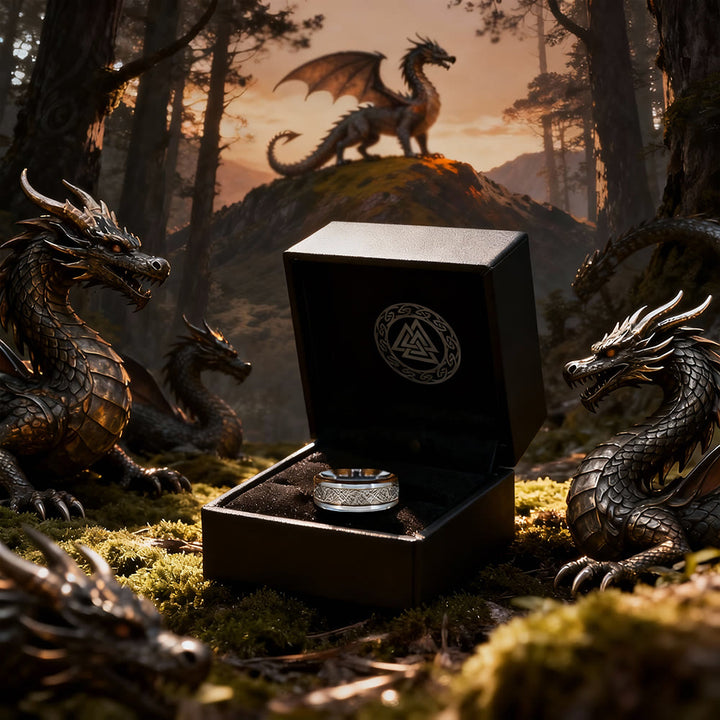 WorldNorse Keltischer Ring aus Wolframcarbid mit Drachenmotiv - image 9