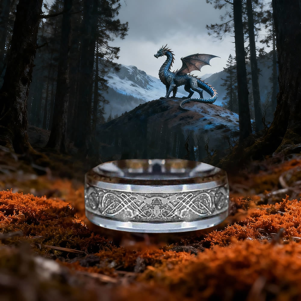 WorldNorse Keltischer Ring aus Wolframcarbid mit Drachenmotiv - image 8
