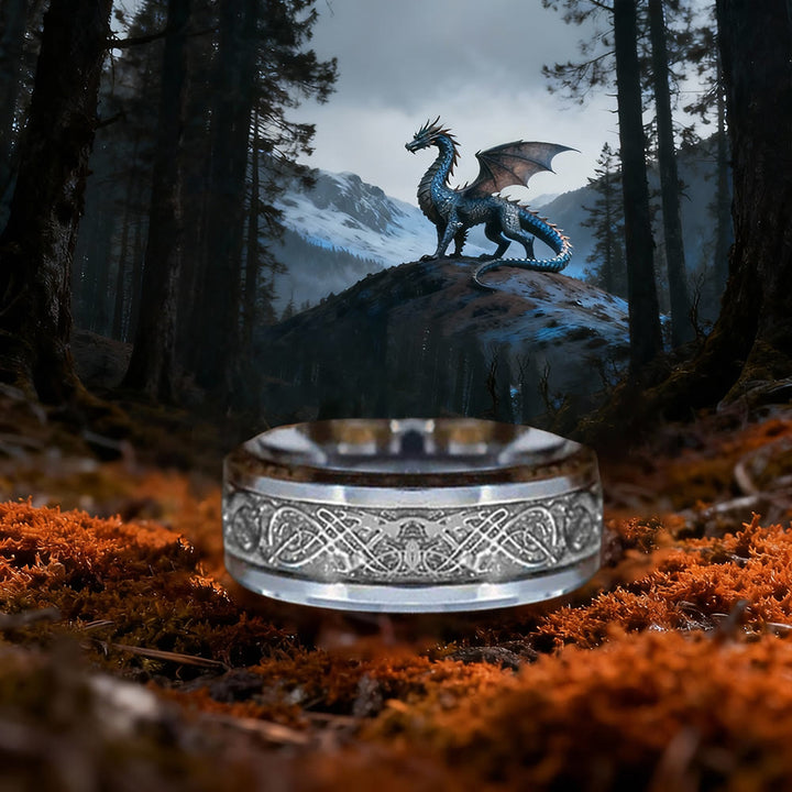 WorldNorse Keltischer Ring aus Wolframcarbid mit Drachenmotiv - image 8