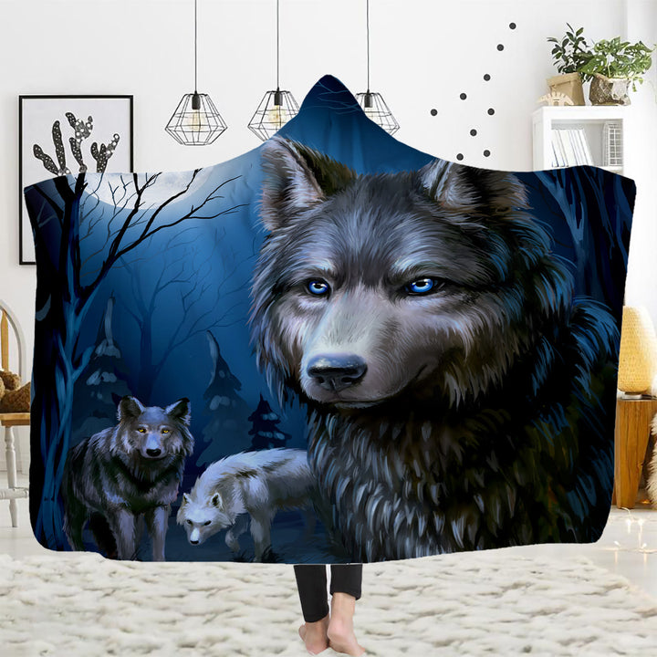 WorldNorse Sternennacht- Wolf Kapuzendecke - Mondlichtwölfe - 150 x 200 cm - image 3