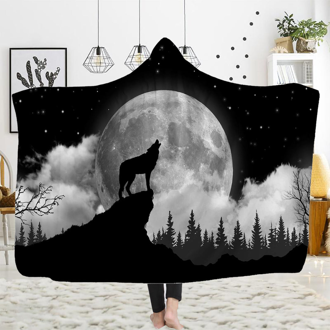 WorldNorse Golden Moon Cliff Wolf Kapuzendecke - Sternenmondwolf - 150 x 200 cm - image 8