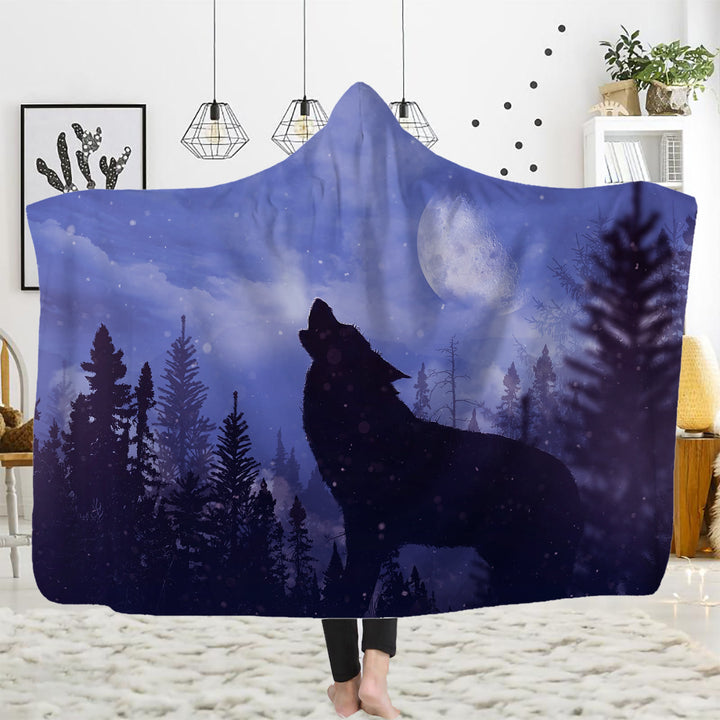 WorldNorse Golden Moon Cliff Wolf Kapuzendecke - Lavendel Wolf - 150 x 200 cm - image 5