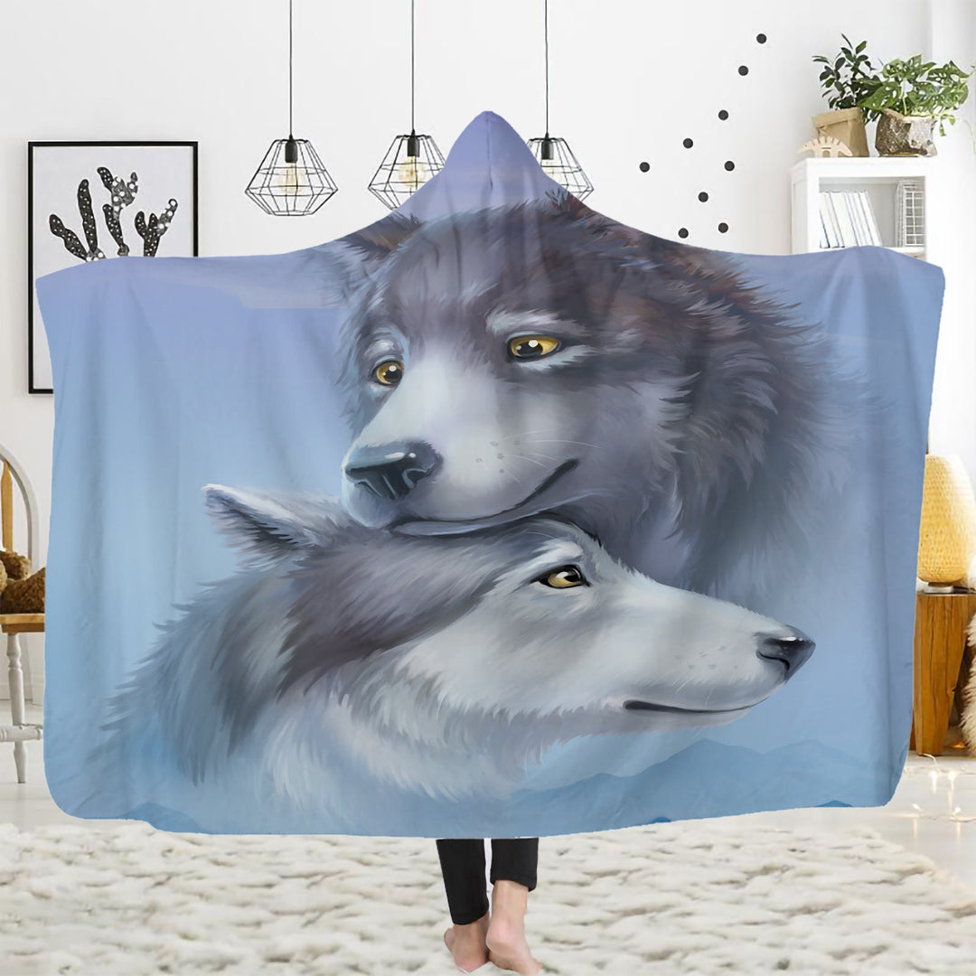 WorldNorse Celestial Blue Soft Haze Wolf Kapuzendecke - 150 x 200 cm - image 1