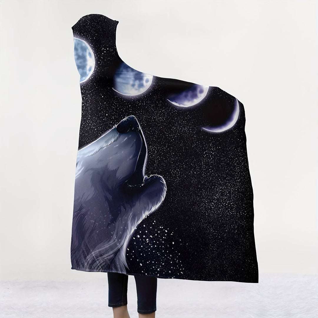 WorldNorse Mondphasen Heulender Wolf Kapuzendecke - image 2