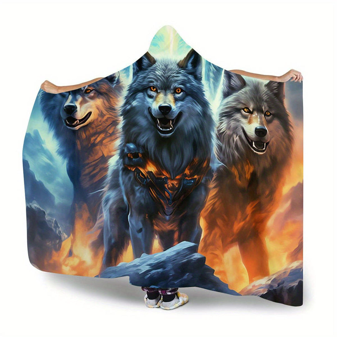 WorldNorse Fiery Ember-Clad Wolves Kapuzendecke - image 2