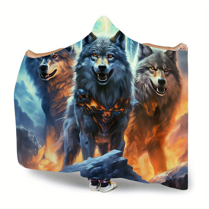 WorldNorse Fiery Ember-Clad Wolves Kapuzendecke - image 2