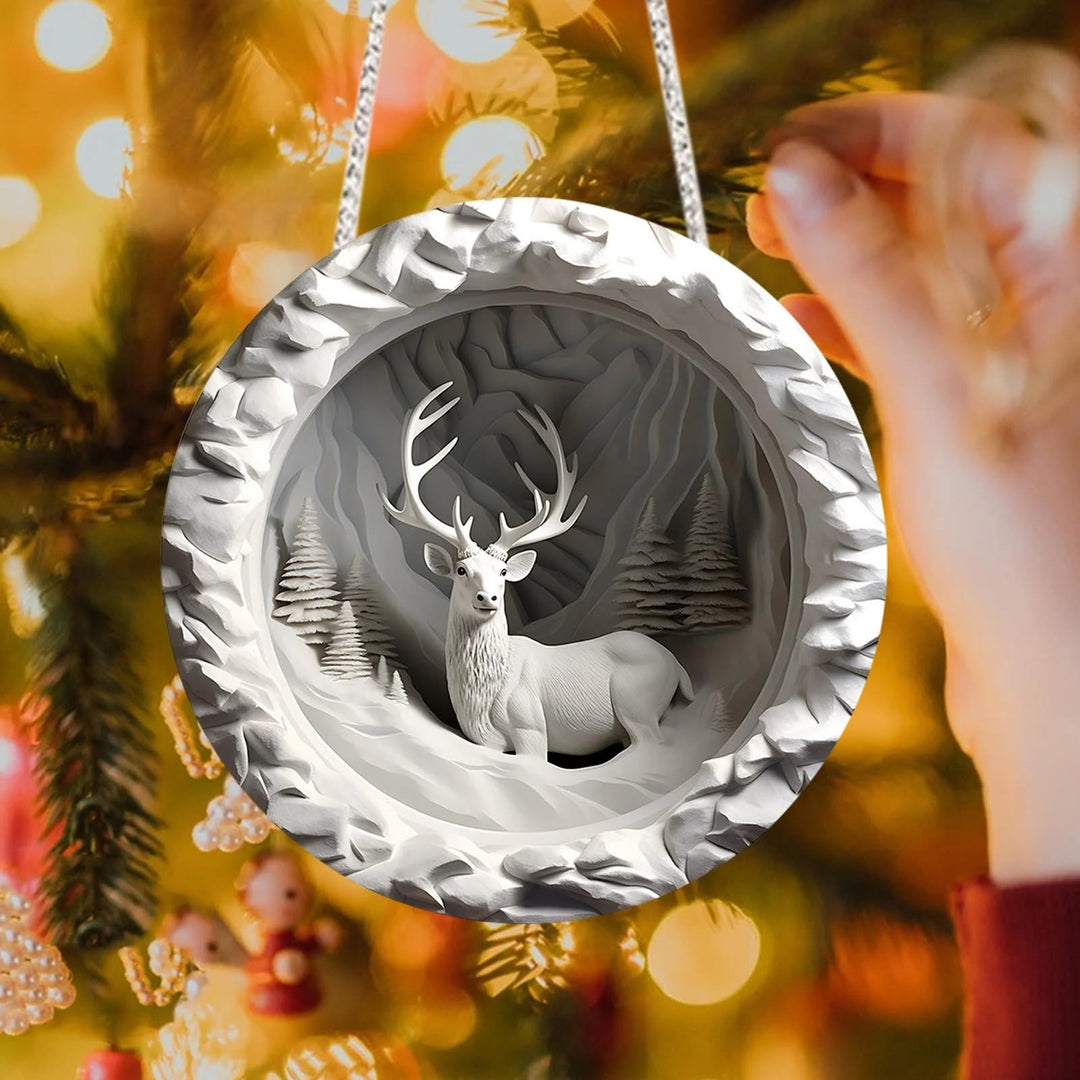 WorldNorse Frosted Snowdune Deer Christmas Hanging Ornament - Schneelandschaft Hirsch - image 0