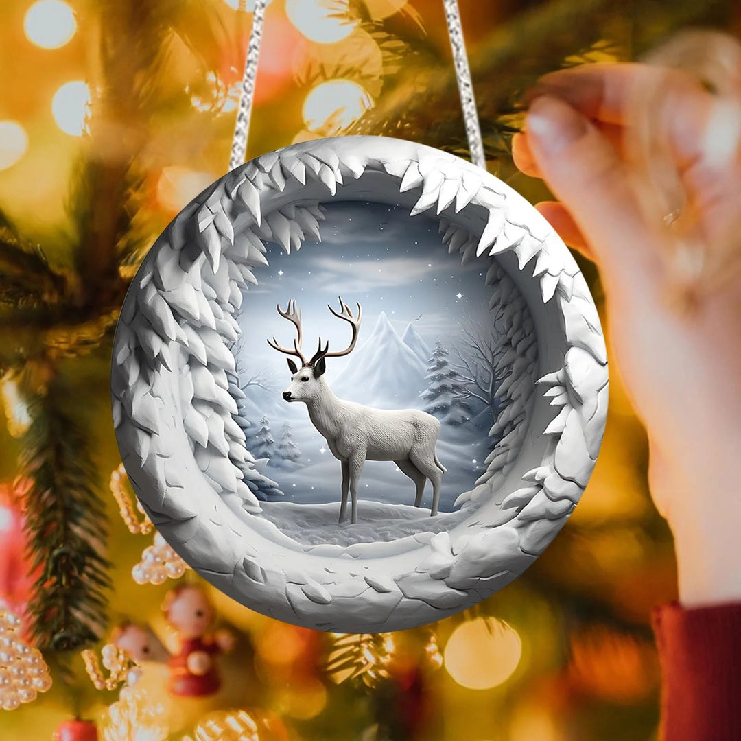 WorldNorse Sternenschnee-Berghirsch-Weihnachtsbaumschmuck - Schneegebirgshirsche - image 0