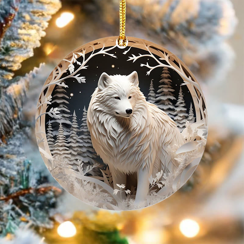 WorldNorse Frosted Woodland Silver Wolf Weihnachtsschmuck zum Aufhängen - image 3