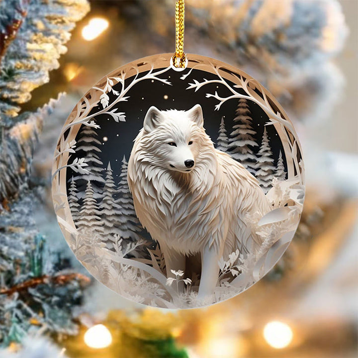 WorldNorse Frosted Woodland Silver Wolf Weihnachtsschmuck zum Aufhängen - image 3