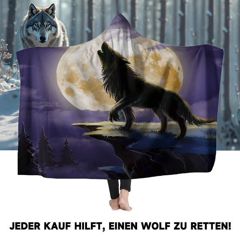 WorldNorse Golden Moon Cliff Wolf Kapuzendecke - image 0