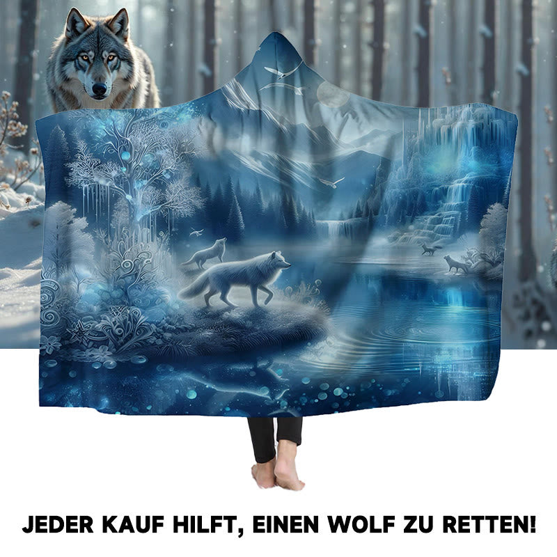 WorldNorse Ethereal Azure Frostwood Wolf Kapuzendecke - image 0