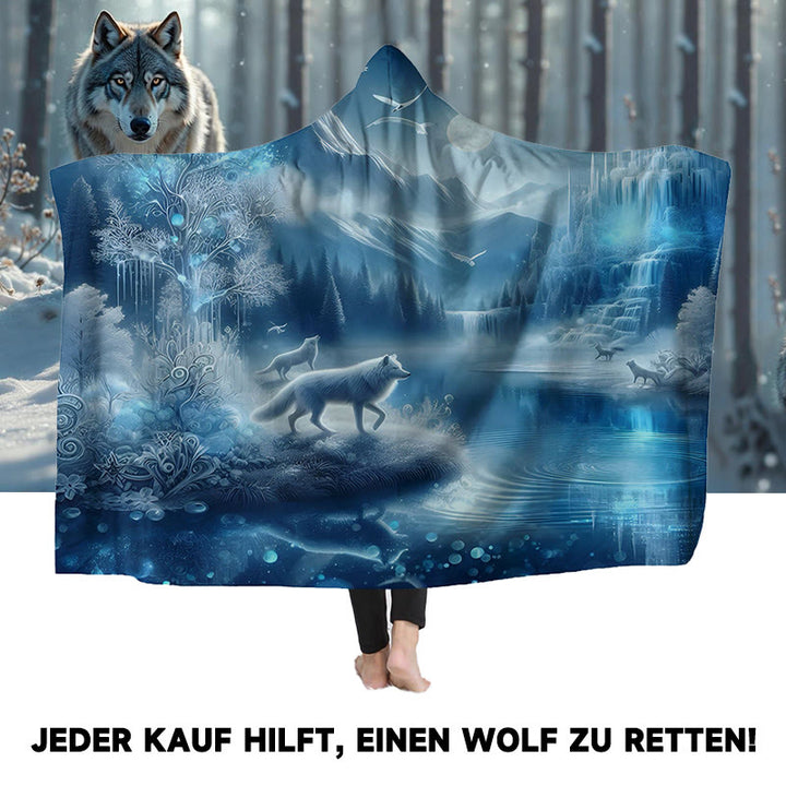 WorldNorse Ethereal Azure Frostwood Wolf Kapuzendecke - image 0