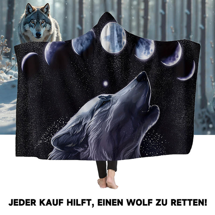 WorldNorse Mondphasen Heulender Wolf Kapuzendecke - image 0