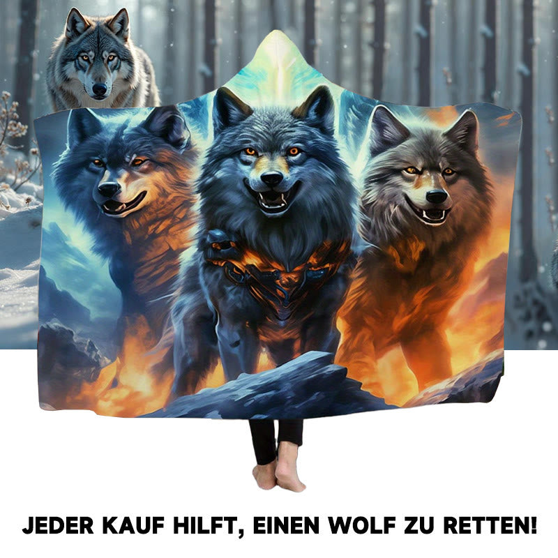 WorldNorse Fiery Ember-Clad Wolves Kapuzendecke - image 0