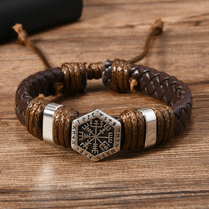 WorldNorse Armband aus gedrehtem Leder mit Wikinger- Rune - image 1