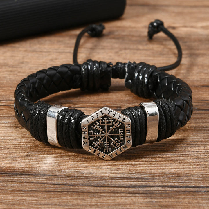 WorldNorse Armband aus gedrehtem Leder mit Wikinger- Rune - image 3