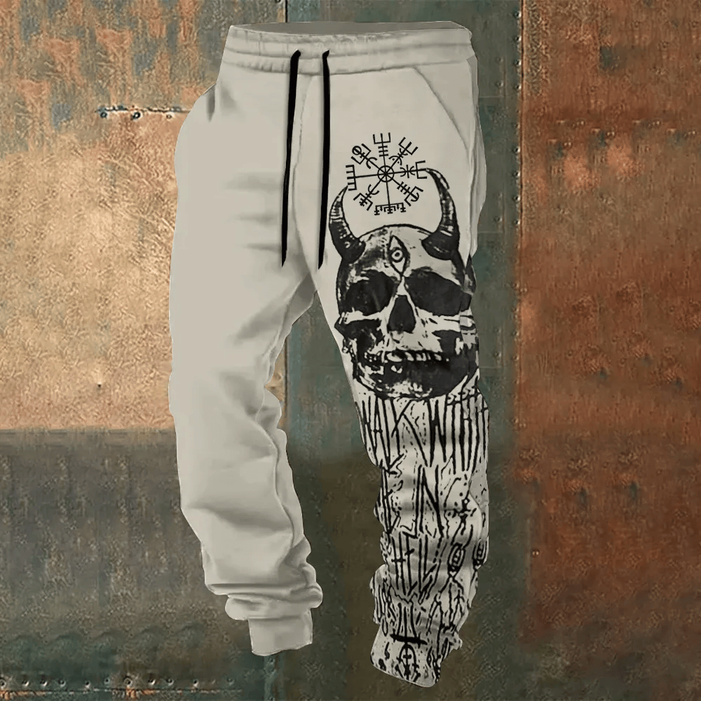 WorldNorse Horned Skull Vegvisir Rune Sweatpants - US/UK/AU52, EU62 (6XL) - image 0