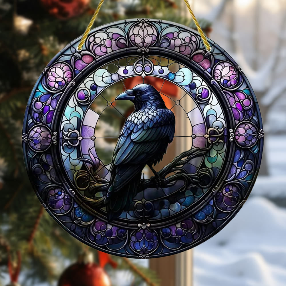 WorldNorse Violet Tone Buntglas Raven Weihnachtsschmuck zum Aufhängen - image 1