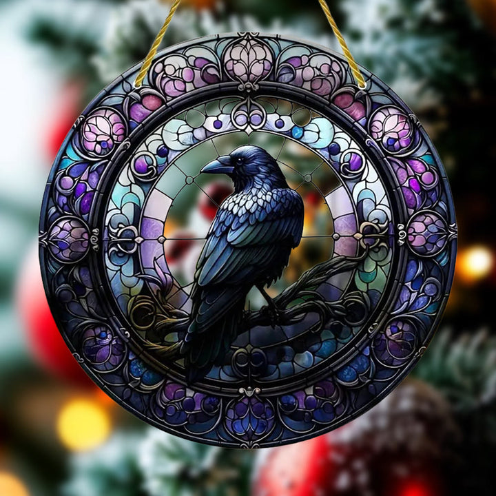 WorldNorse Violet Tone Buntglas Raven Weihnachtsschmuck zum Aufhängen - image 2