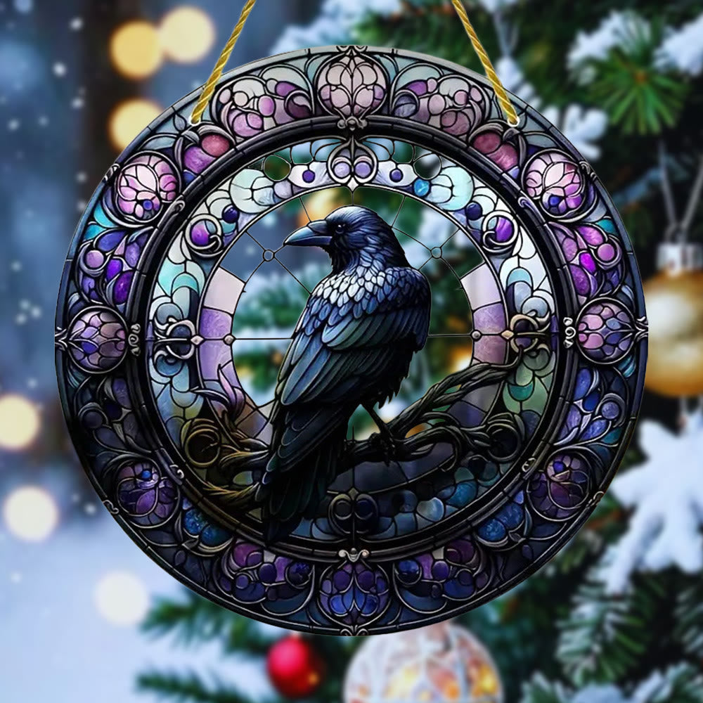 WorldNorse Violet Tone Buntglas Raven Weihnachtsschmuck zum Aufhängen - Raven - image 0