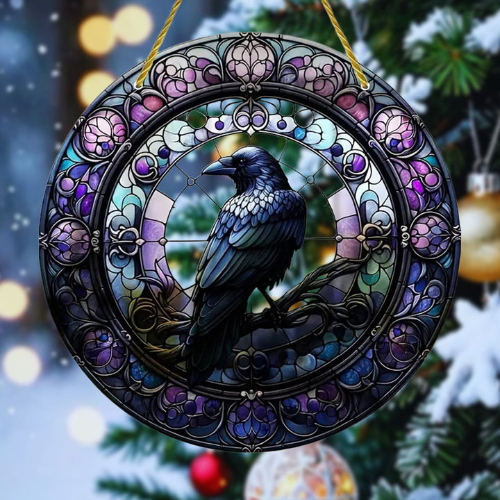 WorldNorse Violet Tone Buntglas Raven Weihnachtsschmuck zum Aufhängen - Raven - image 0