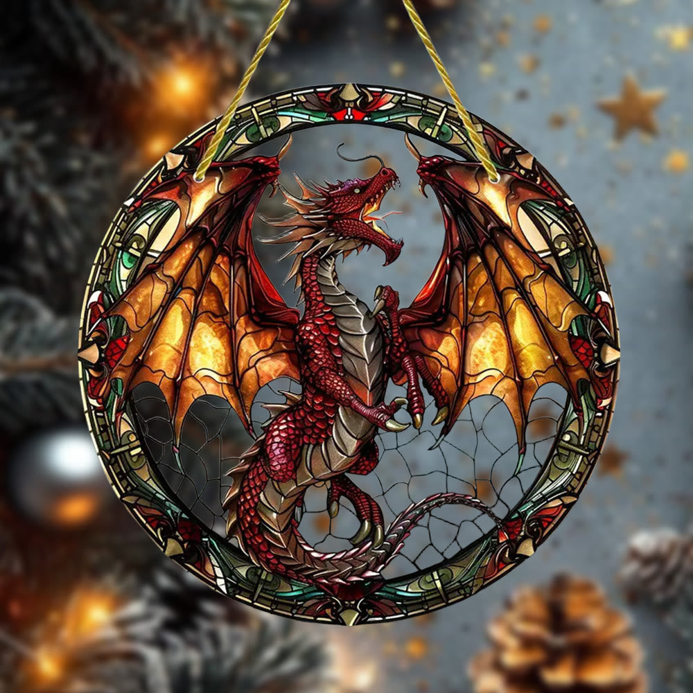 WorldNorse Scharlachroter Drache mit feurigen Flügeln – Weihnachtsschmuck zum Aufhängen - image 1