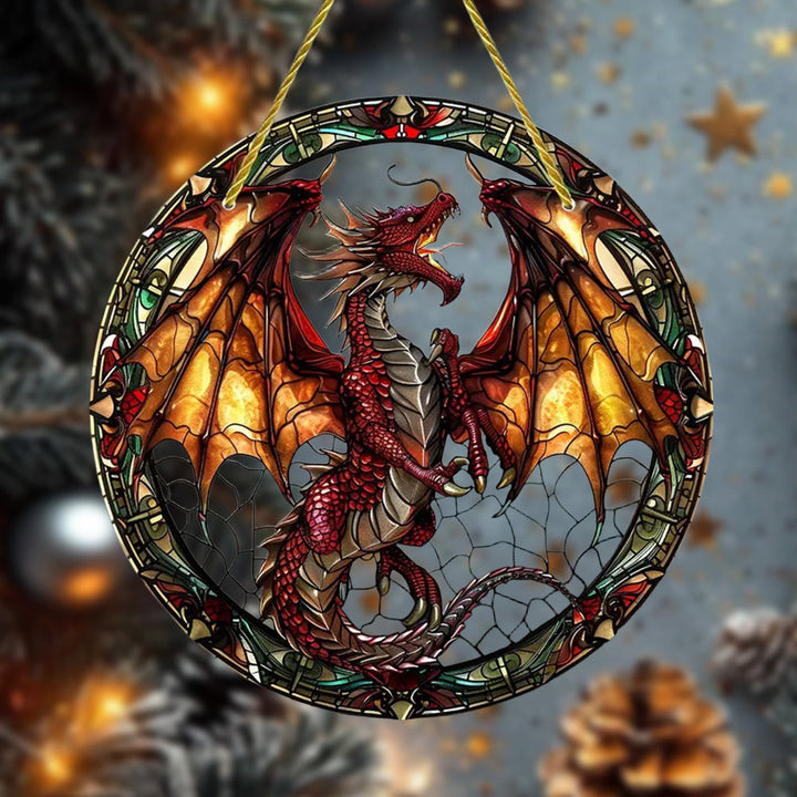 WorldNorse Scharlachroter Drache mit feurigen Flügeln – Weihnachtsschmuck zum Aufhängen - image 1