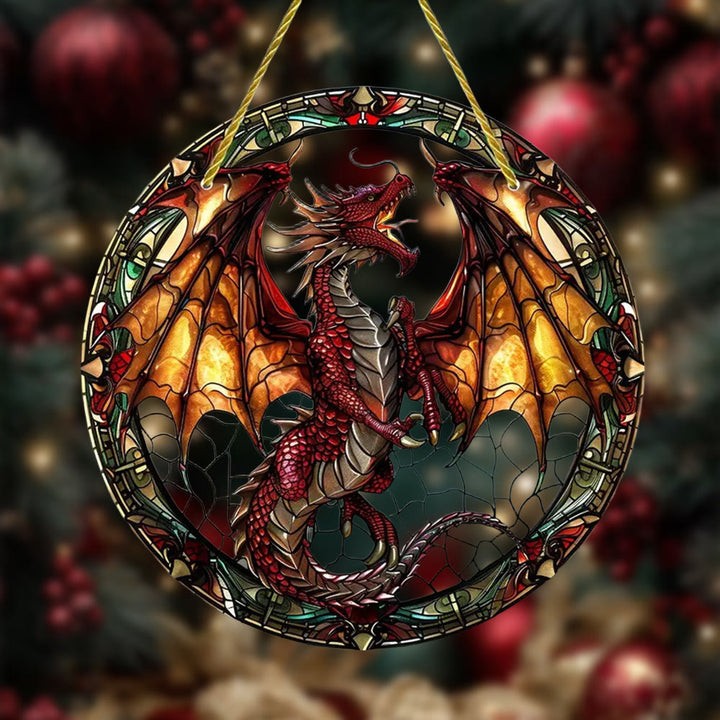 WorldNorse Scharlachroter Drache mit feurigen Flügeln – Weihnachtsschmuck zum Aufhängen - image 2