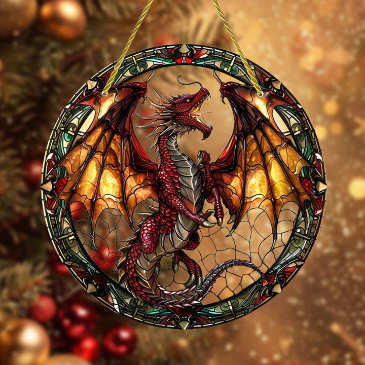 WorldNorse Scharlachroter Drache mit feurigen Flügeln – Weihnachtsschmuck zum Aufhängen - image 3