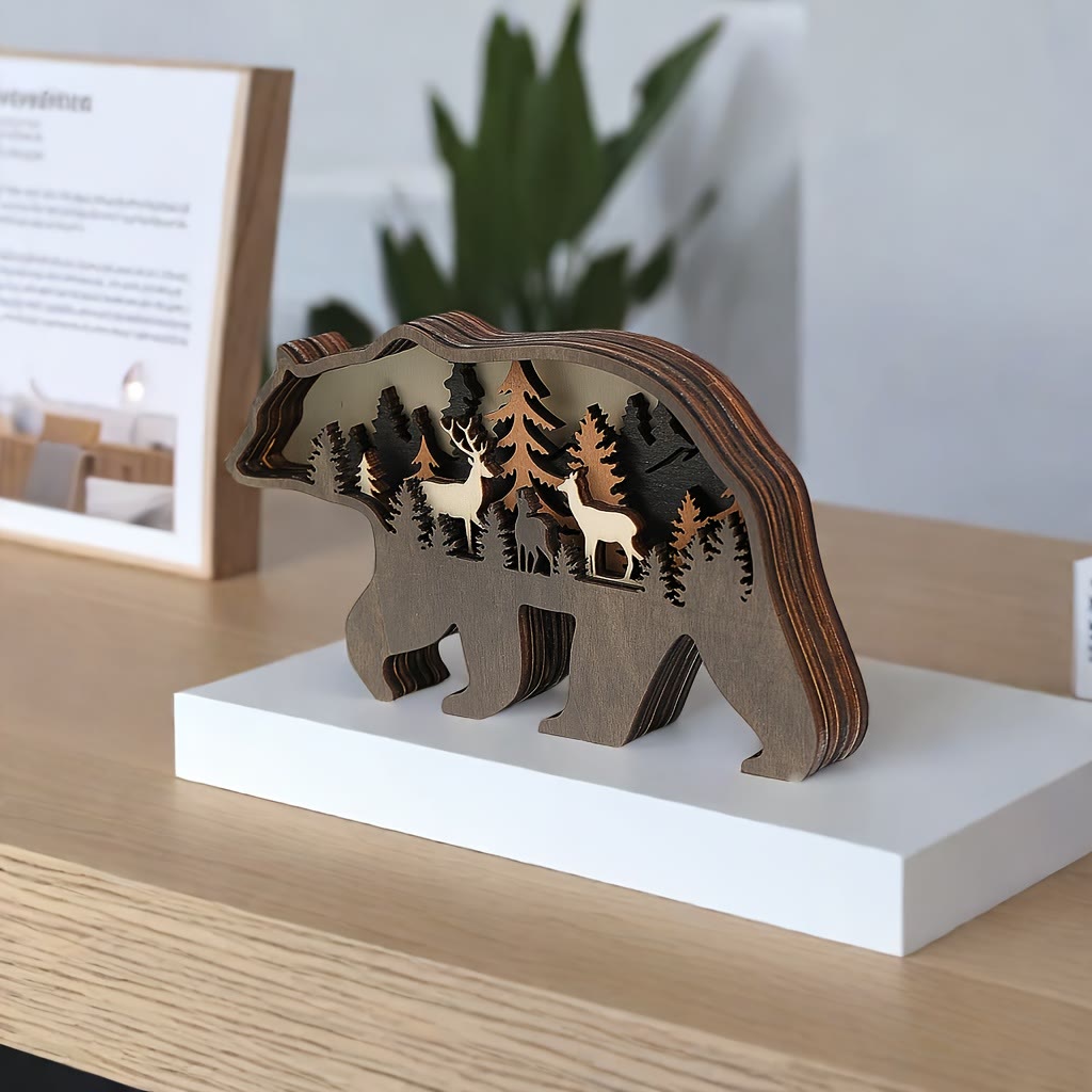 WorldNorse Weihnachtsdekoration aus Holz: Wanderbär und Hirschhain - image 6