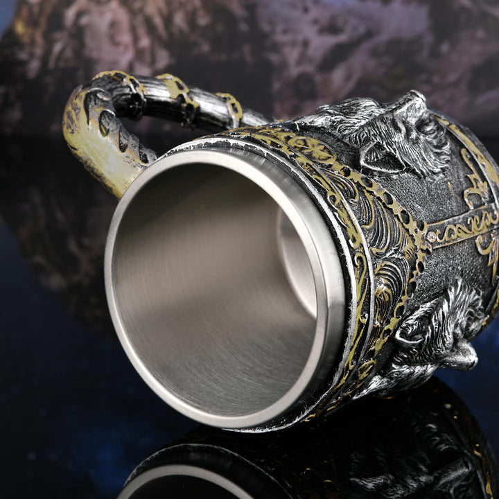 WorldNorse Wolf Head Encrusted Scroll Mug - image 3