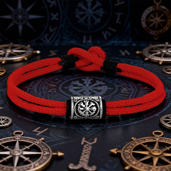 WorldNorse Viking Compass Runes Doppelsträngiges geflochtenes Armband - Rot - 21 cm - image 9