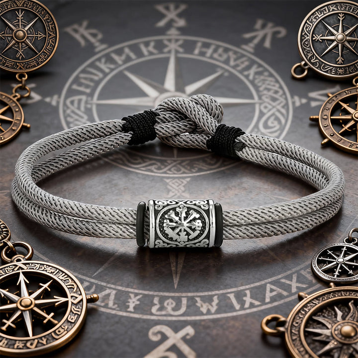 WorldNorse Viking Compass Runes Doppelsträngiges geflochtenes Armband - Grau - 21 cm - image 5
