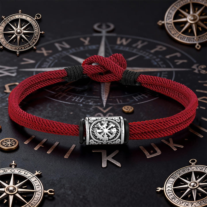 WorldNorse Viking Compass Runes Doppelsträngiges geflochtenes Armband - Weinrot - 21 cm - image 8