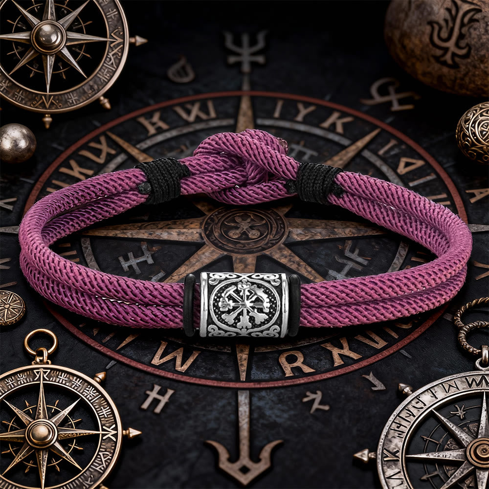 WorldNorse Viking Compass Runes Doppelsträngiges geflochtenes Armband - Taro Purple - 21 cm - image 12