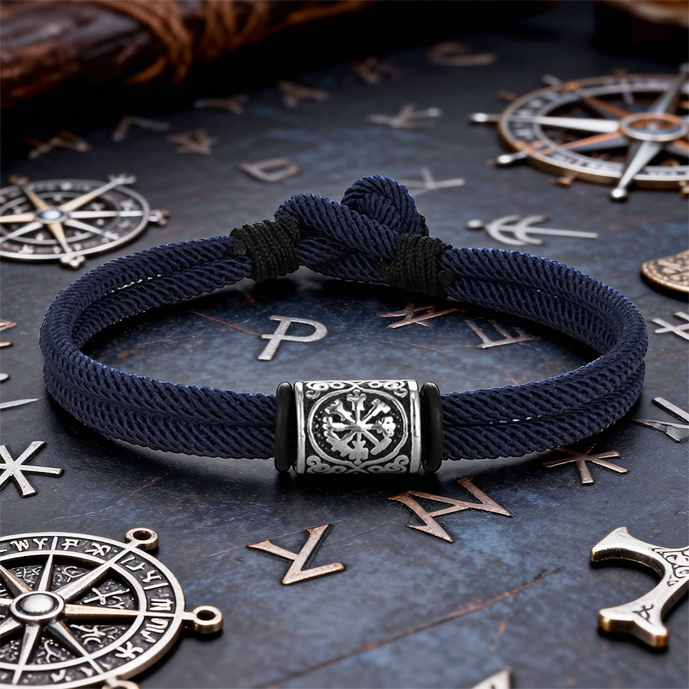 WorldNorse Viking Compass Runes Doppelsträngiges geflochtenes Armband - Dunkelblau - 21 cm - image 6
