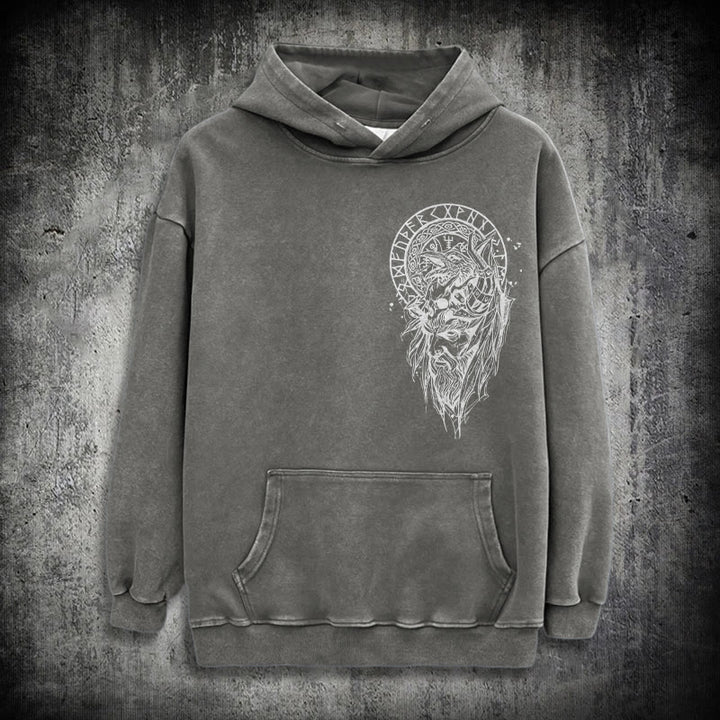 WorldNorse Viking Elder Rune Emblem Washed Hoodie - Grau - 3XL - image 12