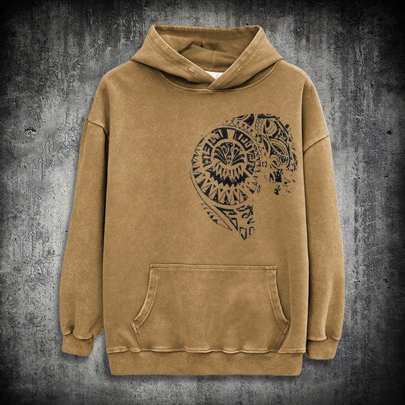 WorldNorse Kapuzenpullover mit aufwendigem Totenkopf-Muster - Khaki - 3XL - image 19